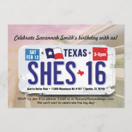 ガールズ第16誕生日テキサス州ライセンス招待状 招待状