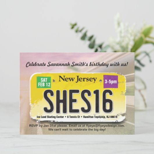 ガールズ第16誕生日ニュージャージー免許招待状 招待状 (スタンド正面)