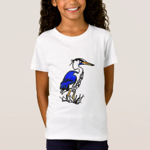 ガールズ素晴らしジャージーTシャツ – Cartoon Blue Heron Tシャツ
