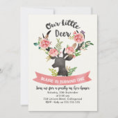 ガールズ素朴フローラディアー誕生日招待状 招待状 (正面)