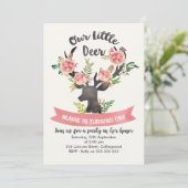 ガールズ素朴フローラディアー誕生日招待状 招待状 (スタンド正面)