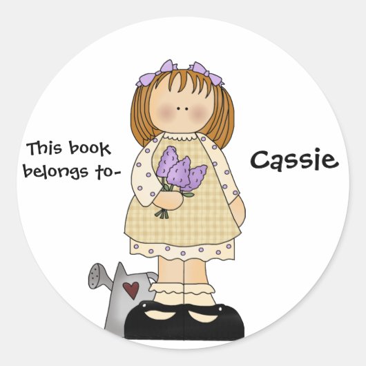 ガールズ蔵書票シール ラウンドシール (正面)