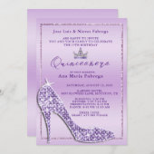 ガールズ薄紫スティレットキンセアニラバースデーパーティー 招待状 (正面/裏面)