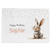 ガールズ誕生日かわいいバニー ラージペーパーバッグ (裏面)