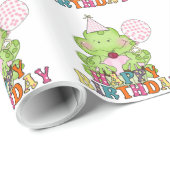 ガールズ誕生日カエルとバルーン包装紙 ラッピングペーパー (ロールコーナー)