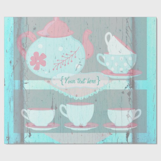ガールズ誕生日ティーパーティーシャビーシックパーソナライズされた ラッピングペーパー (フラット)