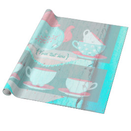 ガールズ誕生日ティーパーティーシャビーシックパーソナライズされた ラッピングペーパー
