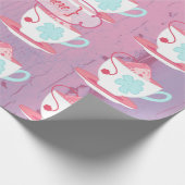 ガールズ誕生日ティーパーティーシャビーシックパーソナライズされた ラッピングペーパー (角)
