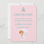 ガールズ誕生日ティーパーティーシャビーシックパーソナライズされた 招待状 (裏面)