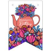 ガールズ誕生日ティーパーティーフローラ バンティングフラッグ (第1の旗)