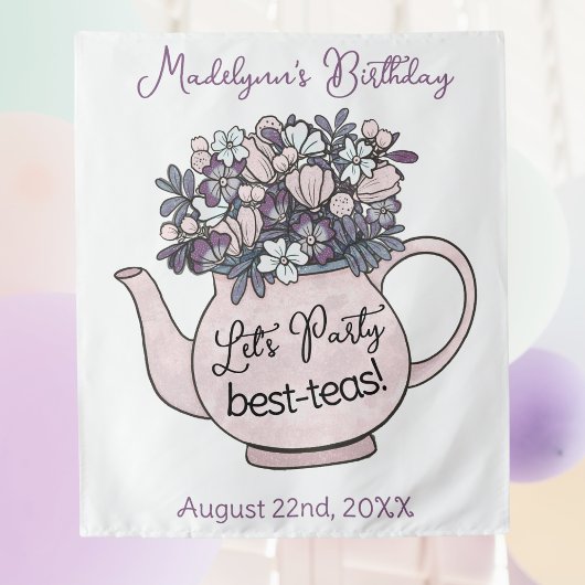 ガールズ誕生日ティーパーティーレッツパーティー タペストリー