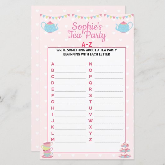 ガールズ誕生日ティーパーティーA-Z (正面/裏面)