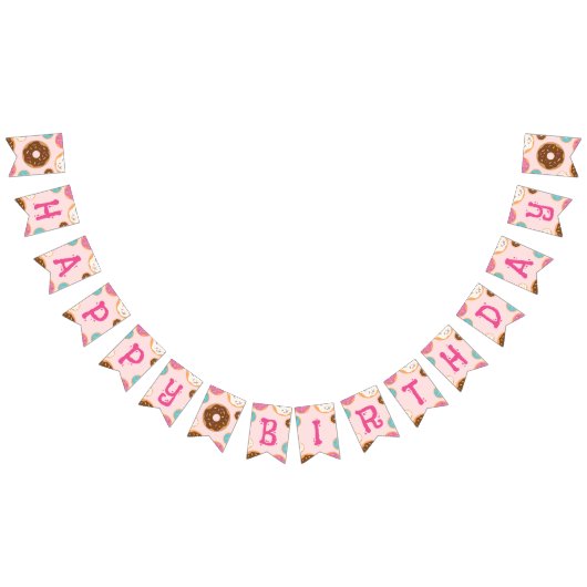 ガールズ誕生日ドーナツパーティー-パーティー国旗のバンティング バンティングフラッグ (全)