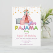 ガールズ誕生日パジャマパーティの招待状 招待状 (スタンド正面)