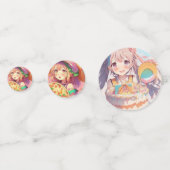 ガールズ誕生日ピザパーティーをテーマにしたアニメ コンフェッティ (正面)