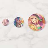 ガールズ誕生日ピザパーティーをテーマにしたアニメ コンフェッティ (裏面)