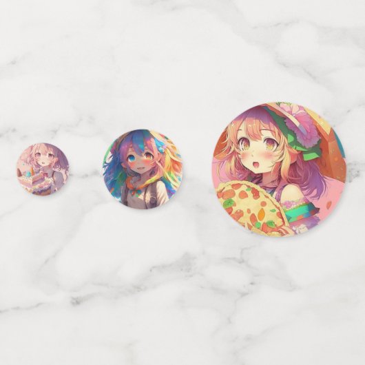 ガールズ誕生日ピザパーティーをテーマにしたアニメ コンフェッティ (裏面)