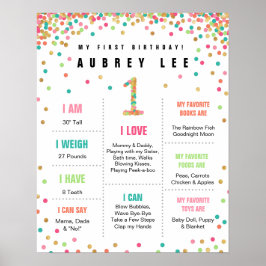 ガールズ誕生日ミントティール（緑がかった色）ピンクファースト誕生日 ポスター