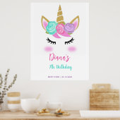 ガールズ誕生日ユニコーンテーマウェルカムサイン ポスター (キッチン)