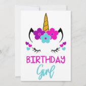 ガールズ誕生日招待状ユニコーンテーマ 招待状 (裏面)