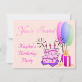 ガールズ誕生日招待状 招待状 (正面)
