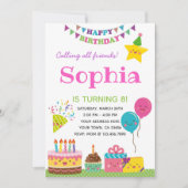 ガールズ誕生日招待状 招待状 (正面)