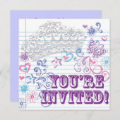 ガールズ誕生日/スイート16招待状 招待状 (正面/裏面)