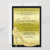 ガールズ金ゴールドスティレットキンセアニラバースデーパーティー 招待状 (正面)