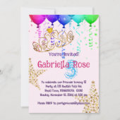 ガールズ金ゴールドフェアリーティアラ誕生日パーティーの招待 招待状 (正面)