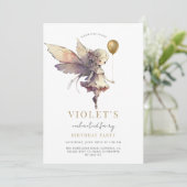 ガールズ金ゴールドフェアリー誕生日パーティー 招待状 (スタンド正面)