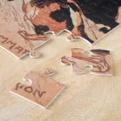 ガールズ食べ物を与えキャッツヴィンテージステインレンのポスター ジグソーパズル (側面)