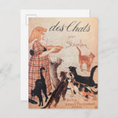 ガールズ食べ物を与えキャッツヴィンテージステインレンのポスター ポストカード (正面/裏面)