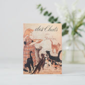 ガールズ食べ物を与えキャッツヴィンテージステインレンのポスター ポストカード (スタンド正面)