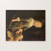 ガールズ食べ物を与えシープオールドマスターズ絵画ズ ジグソーパズル (横)