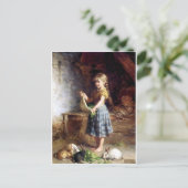 ガールズ食べ物を与えラビットバン絵画ニーズ ポストカード (スタンド正面)