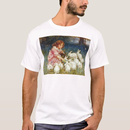 ガールズ食べ物を与えラビット Tシャツ (正面)