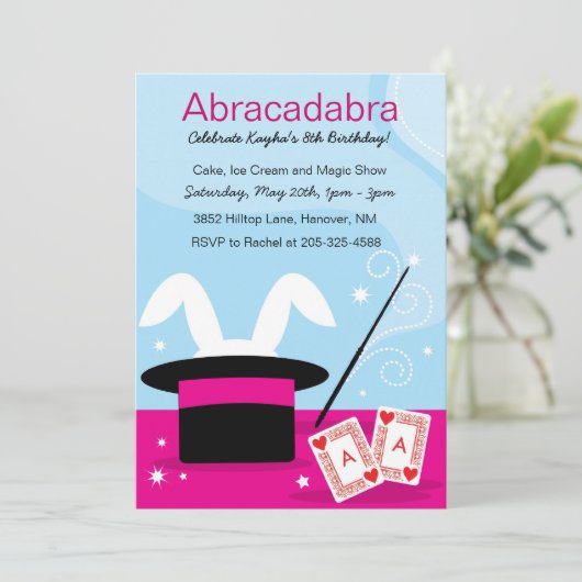 ガールズ魔法ショーバースデーパーティ招待状 招待状 (スタンド正面)