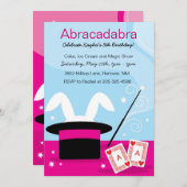 ガールズ魔法ショーバースデーパーティ招待状 招待状 (正面/裏面)