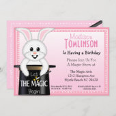 ガールズ魔法ショーバースデーパーティ招待状 招待状 (正面/裏面)