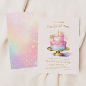 ガールズ1歳の誕生日パーティーケーキ 招待状