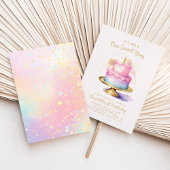 ガールズ1歳の誕生日パーティーケーキ 招待状