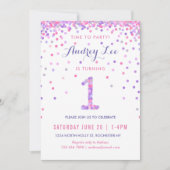 ガールズ1歳の誕生日パーティー 招待状 (正面)