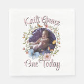 ガールズ1歳の誕生日春バタフライナプキンス スタンダードランチョンナプキン (正面)