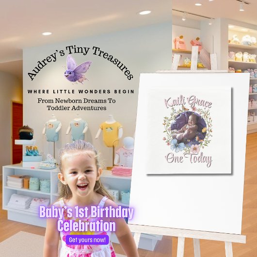 ガールズ1歳の誕生日春バタフライナプキンス スタンダードランチョンナプキン