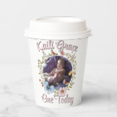 ガールズ1歳の誕生日春バタフライ紙カップ 紙コップ (正面)