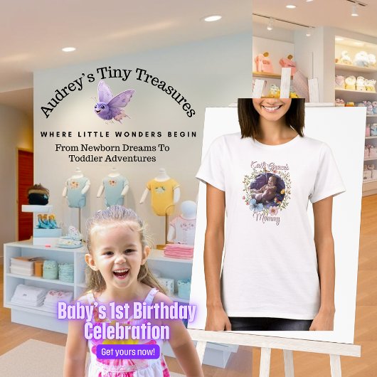 ガールズ1歳の誕生日春蝶 Tシャツ
