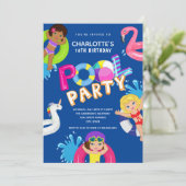 ガールズ10th誕生日プールパーティー 招待状 (スタンド正面)
