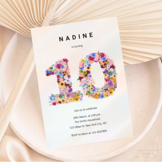 ガールズ10th誕生日10th誕生日フローラガーデン 招待状