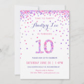 ガールズ10th誕生日10th誕生日紙吹雪パーティー 招待状 (正面)