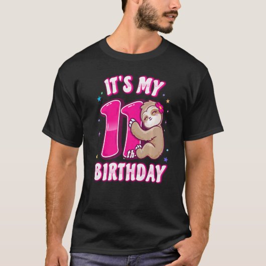ガールズ11誕生日マイ11thデイピンクスロスパ tシャツ (正面)